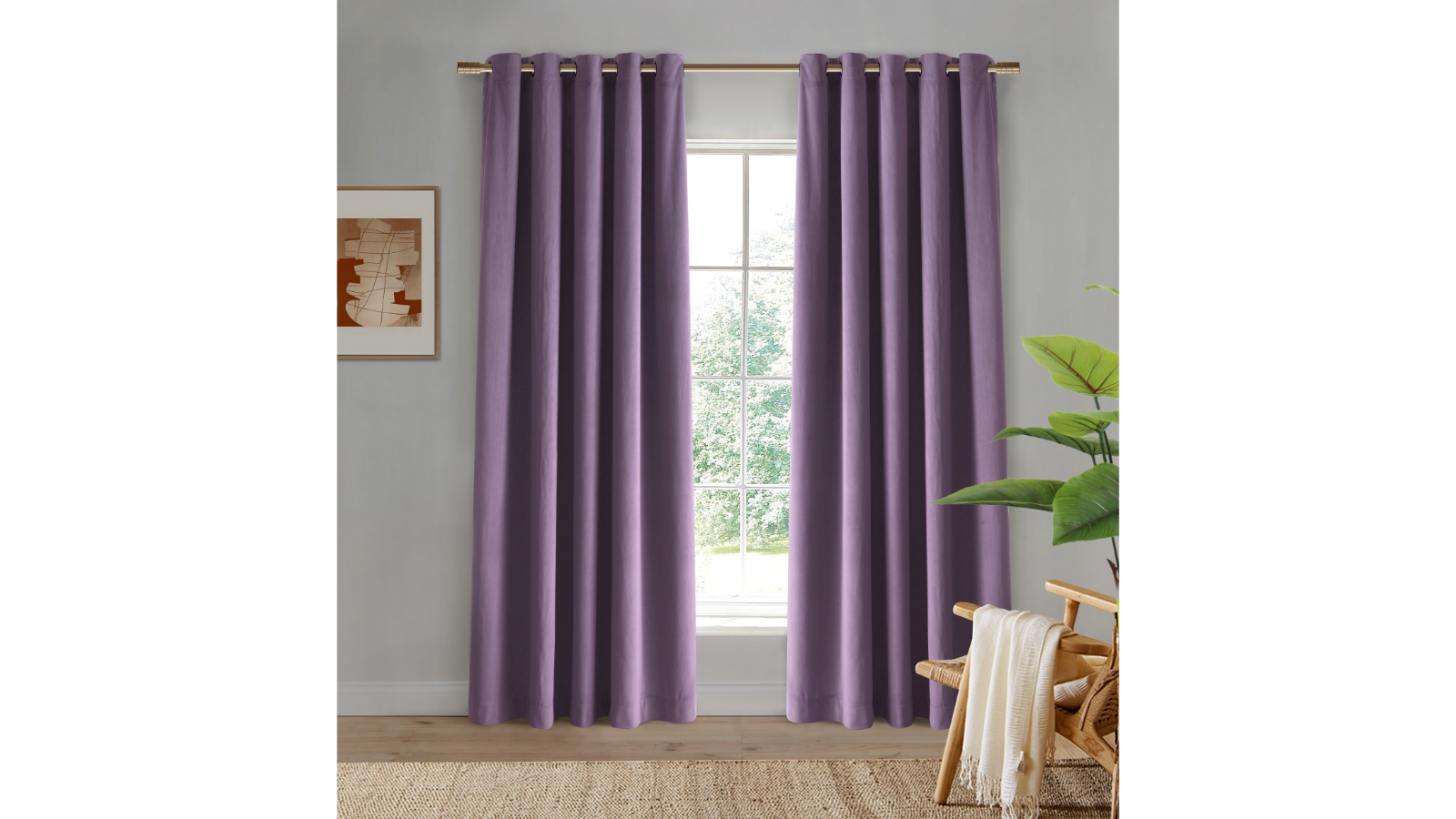 Cadence and Co Byron Matte Lilac Blockout Eyelet Curtains Twin Pack