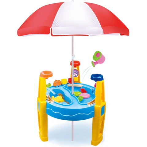 Gem Toys 28 Piece Accessories Outdoor Sand and Water Table Toy with Umbrella