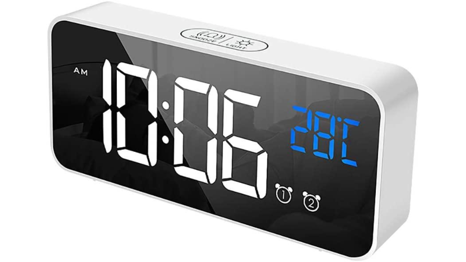TODO LED Digital Alarm Clock Temperature USB Rechargeable White