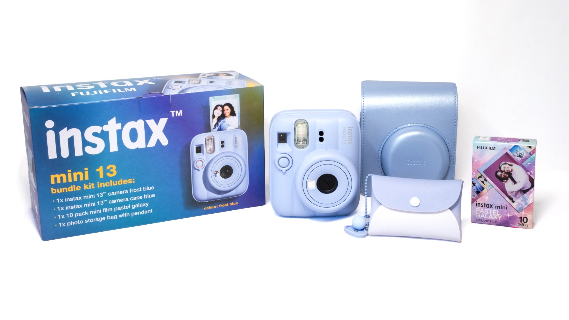 instax mini 13 Bundle with Film and Case - Frost Blue