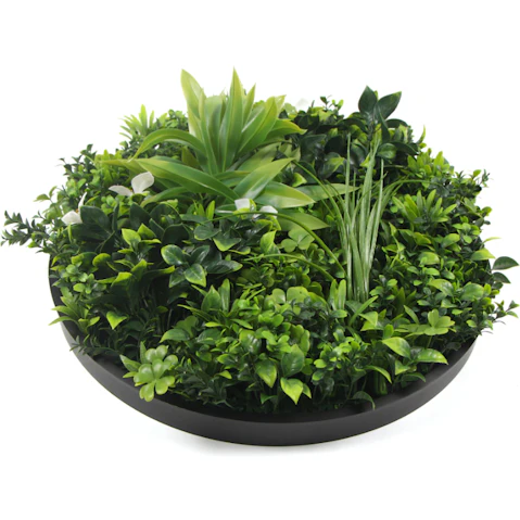 Designer Plants 100cm Slimline Flowering Artificial Green Wall Disc - Black