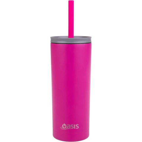 Oasis Super Sipper 600ml Stainless Steel Insulated Tumbler - Fuchsia