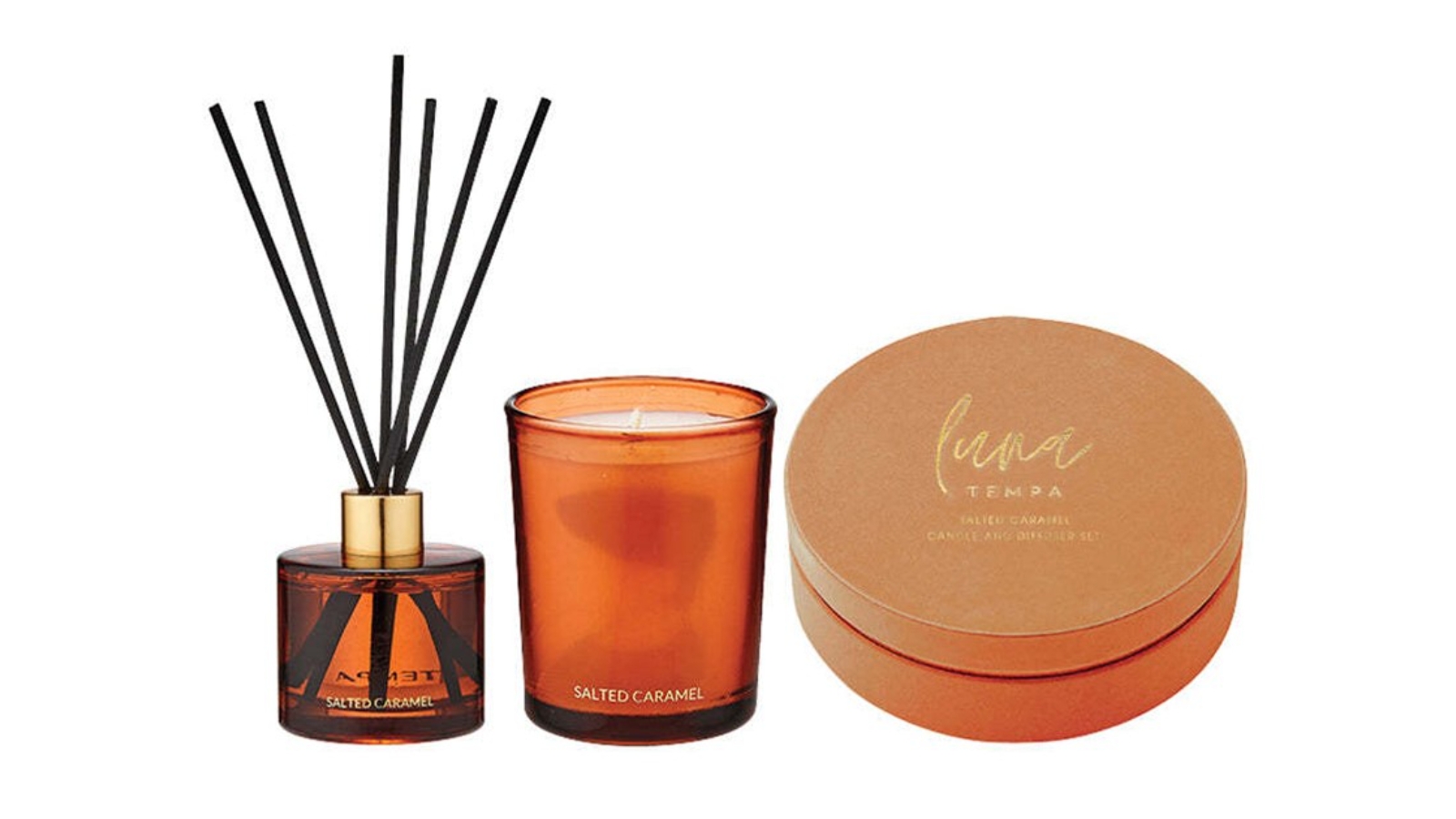 TEMPA Luna Caramel Candle Diffuser Set | Harvey Norman