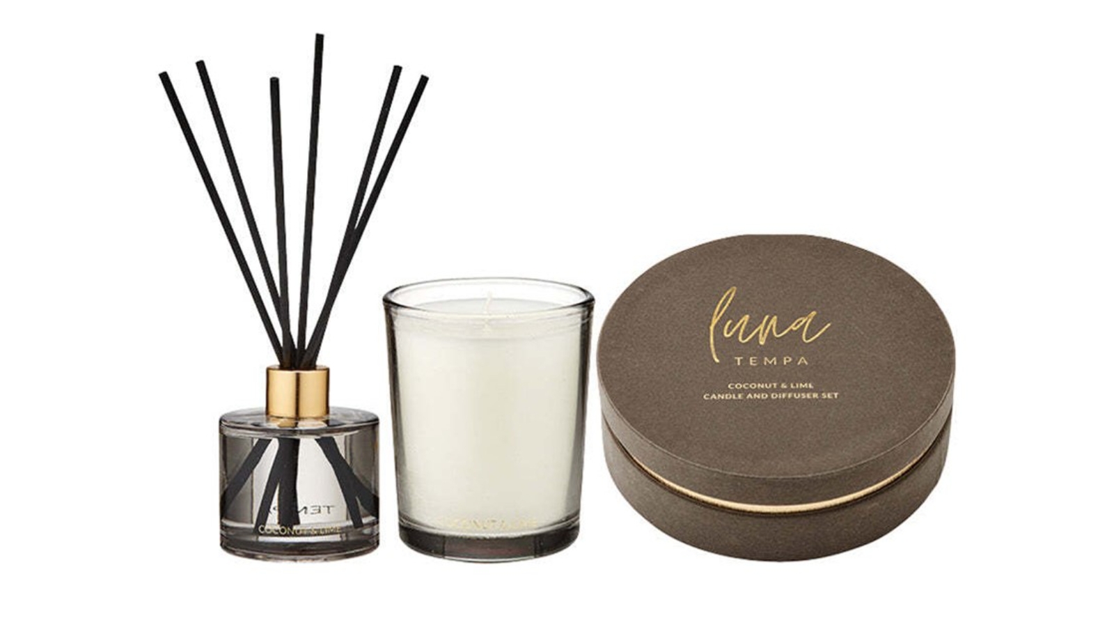 TEMPA Luna Coconut Candle Diffuser Set