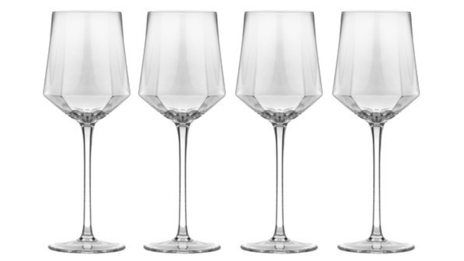 TEMPA Pack of 4 Jaxon Geometric 9 x 9 x 24cm Wine Glasses -  Clear