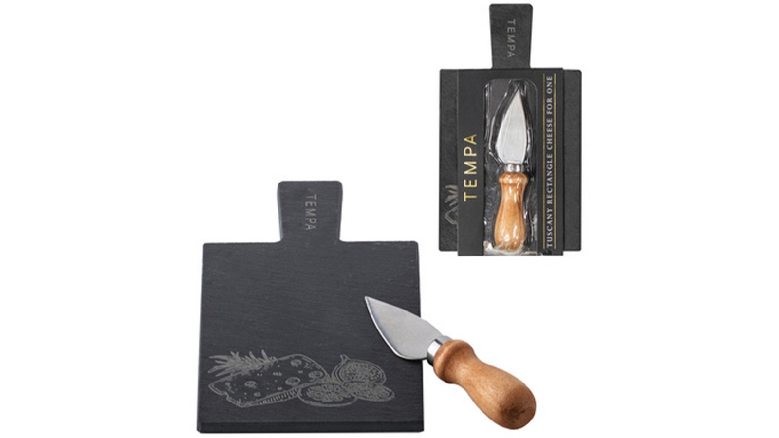 Tempa 2 Piece Assorted Cheese Board with Knife