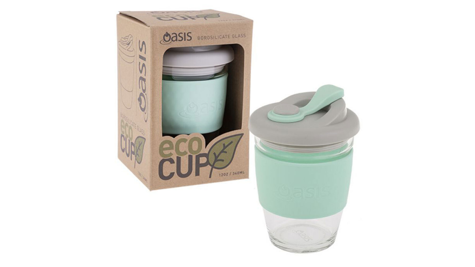 Oasis Pack of 2 340ml Travel Drink Cup Spearmint Harvey Norman