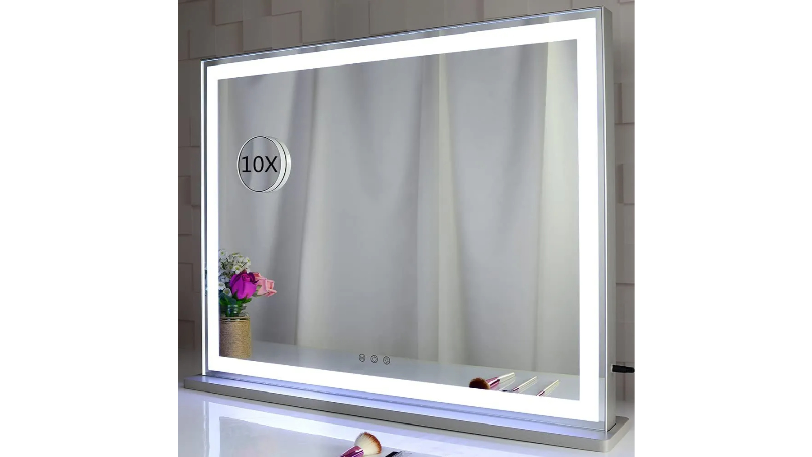 Vikus Hollywood LED Makeup Mirror with Smart Touch Control and 3-Color Dimmable Light - 72 x 56cm