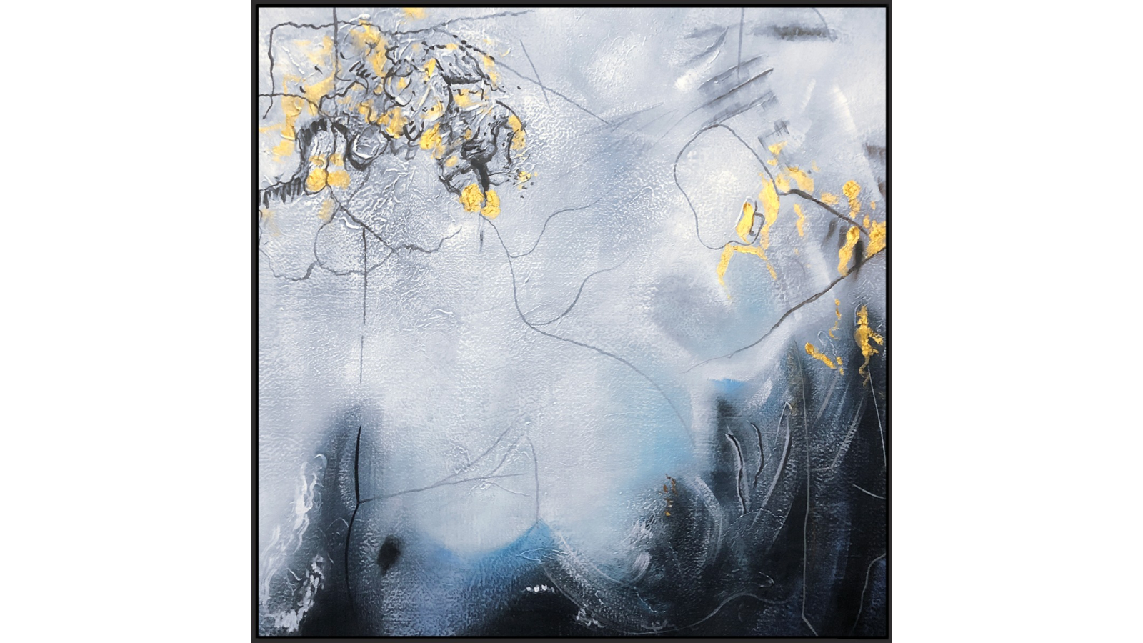All 4 Kids 006 Modern Abstract Oil Hand Painted Wall Art with Frame - 80 x 80cm