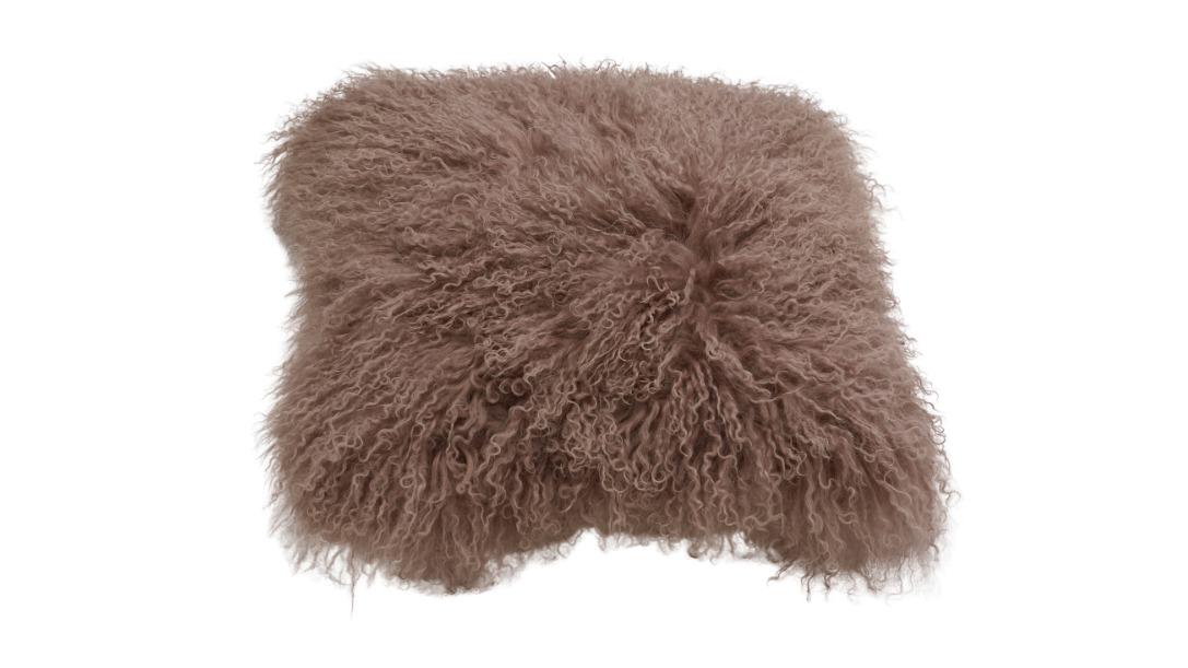 Naturally Sheepskins 50 x 50cm Curly Wool Mongolian Cushion Cover - Mocha