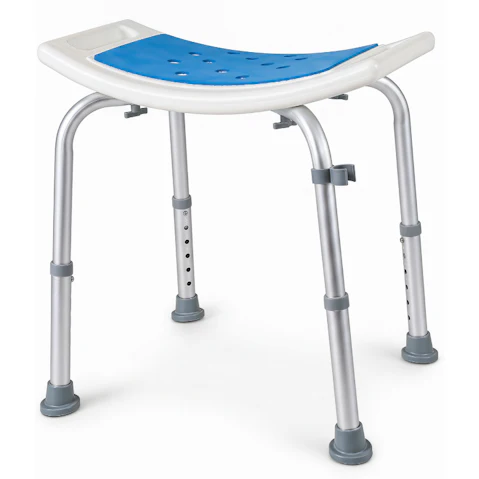 Costway Adjustable Shower Bench Stool with Padded Seat and Handle - Blue/Silver
