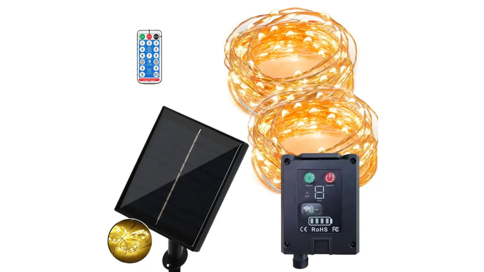 NNETM Radiant Glow Solar Curtain 300 LED Light