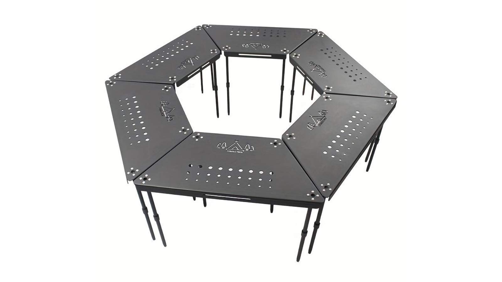 NNETM Aluminum Non-Folding Hexagonal Camping Table