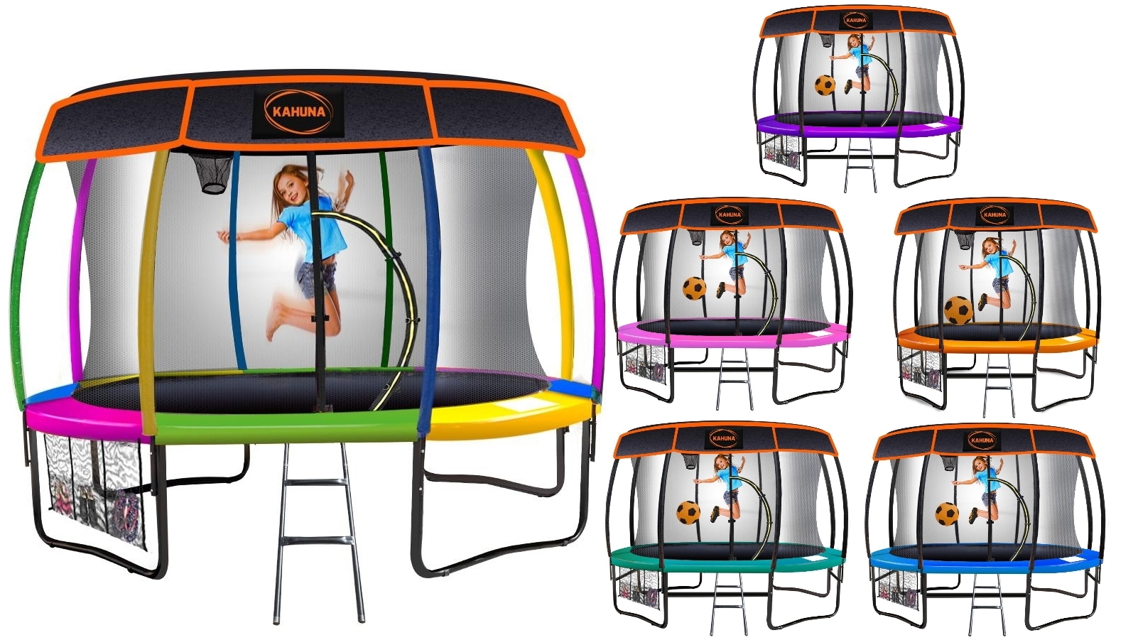Kahuna 8-ft Trampoline with Roof and Basketball Set