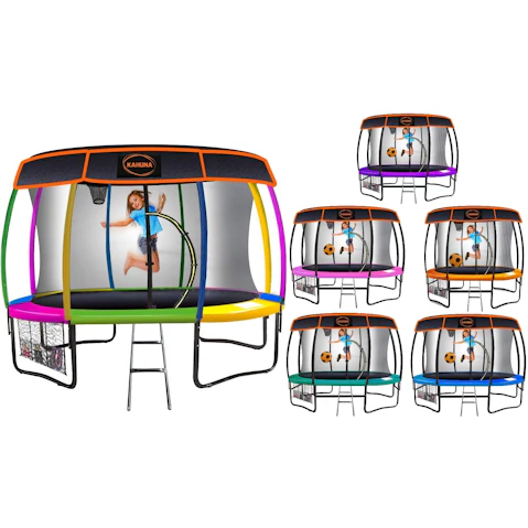 Kahuna 8-ft Trampoline with Roof and Basketball Set