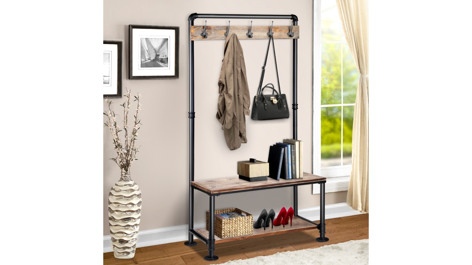 ARTISS Rustic Clothes Coat Garment Rack Hanger Stand Harvey Norman