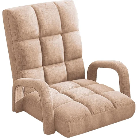 Soga Floor Recliner Lazy Chair with Armrest - Khaki