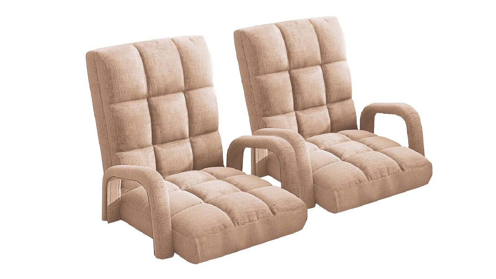 Soga 2 x Floor Recliner Lazy Chair with Armrest - Khaki
