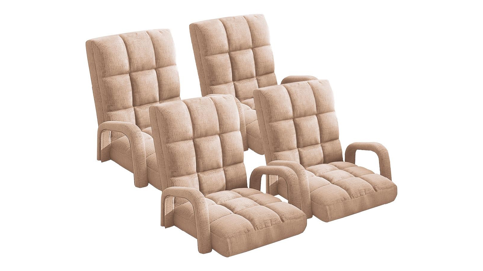 Soga 4X Floor Recliner Lazy Chair with Armrest - Khaki