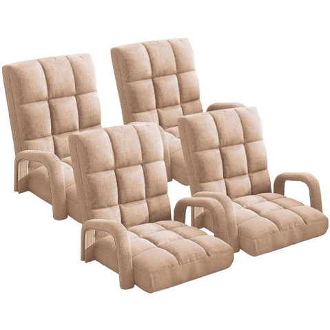 Soga 4X Floor Recliner Lazy Chair with Armrest - Khaki