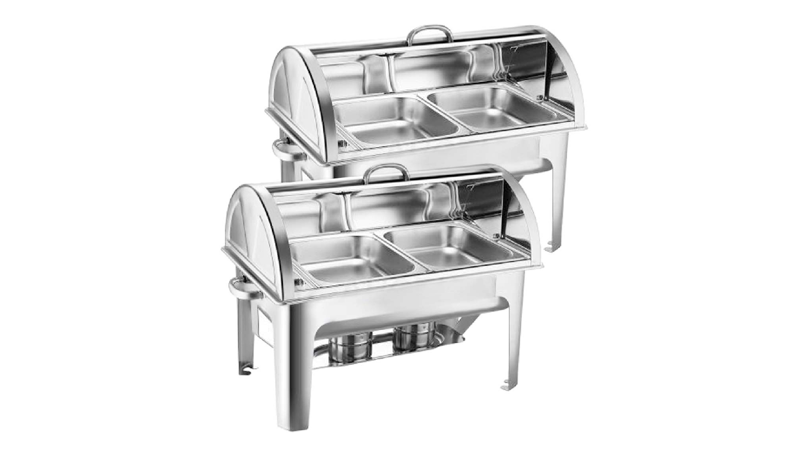 SOGA 2X 4.5L Dual Tray Stainless Steel Roll Top Chafing Dish Food Warmer
