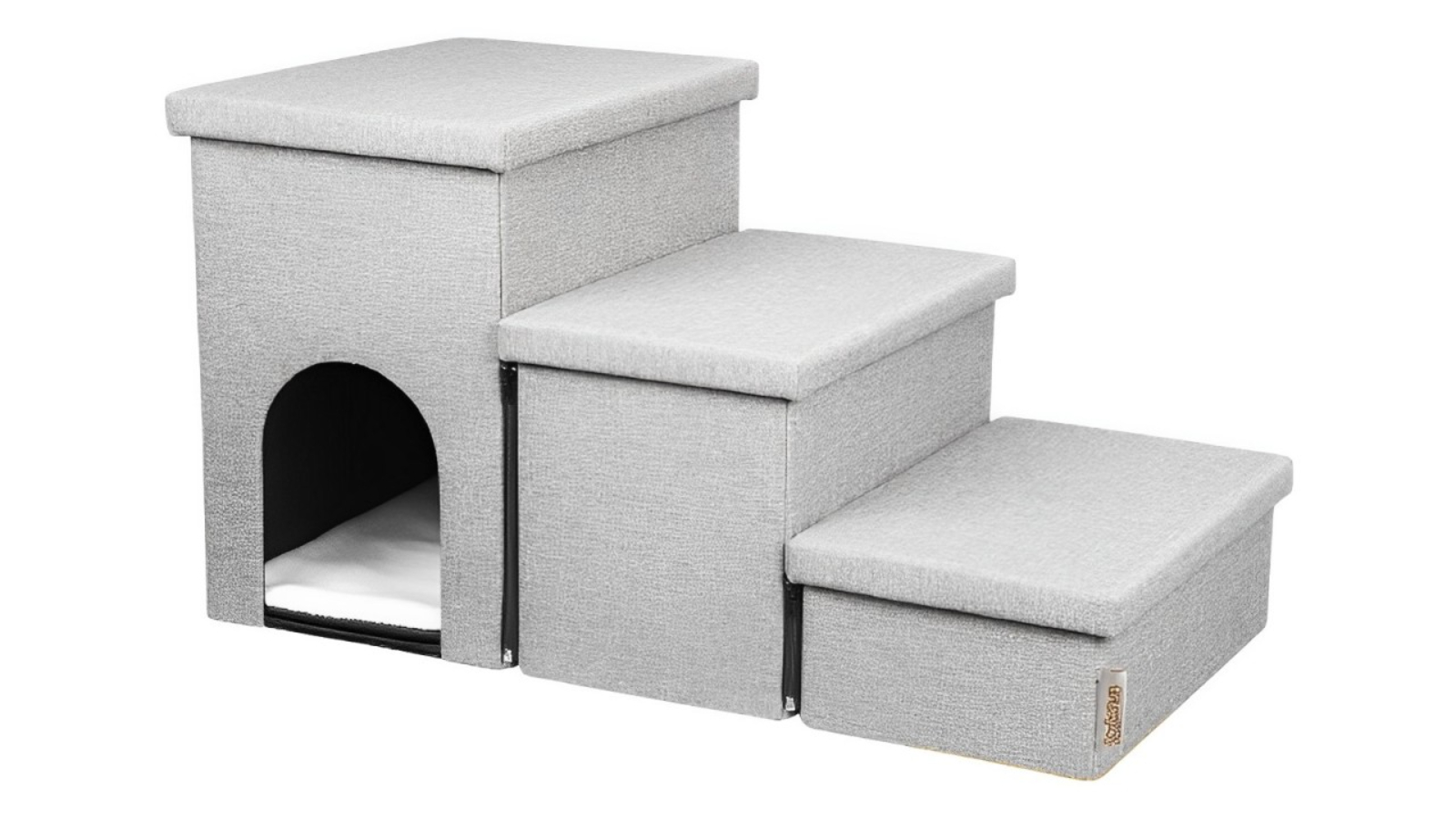 Truepal 3 Step Portable Pet Soft Plush Stair Ramp with Storage Box