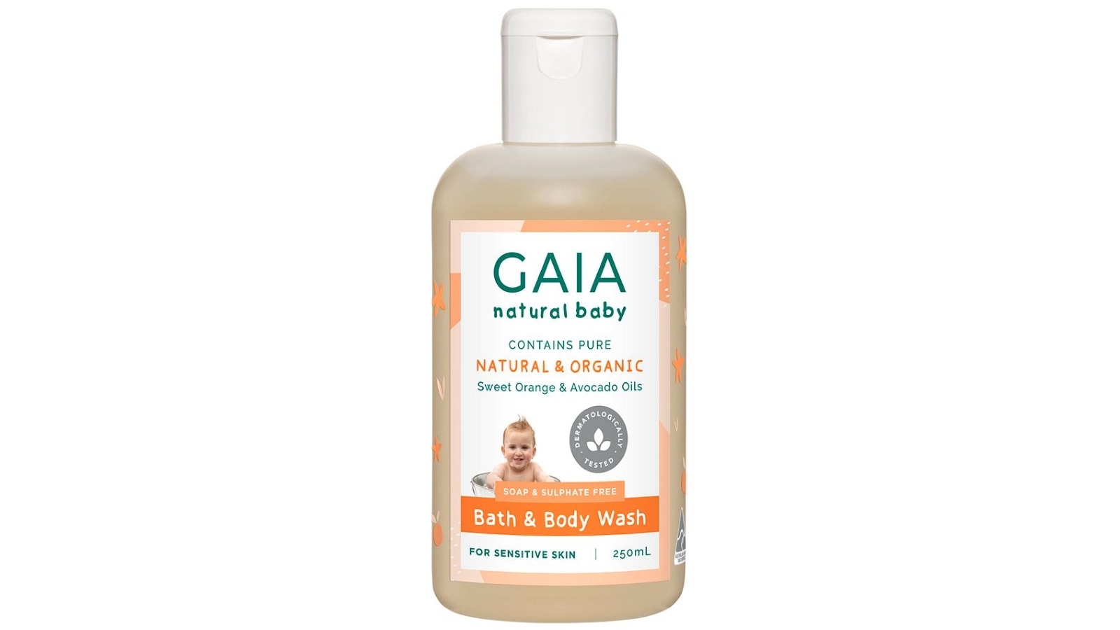 Gaia 250ml Pure/Organic Bath & Body Wash for Baby/Kids/Toddlers Vegan Friendly