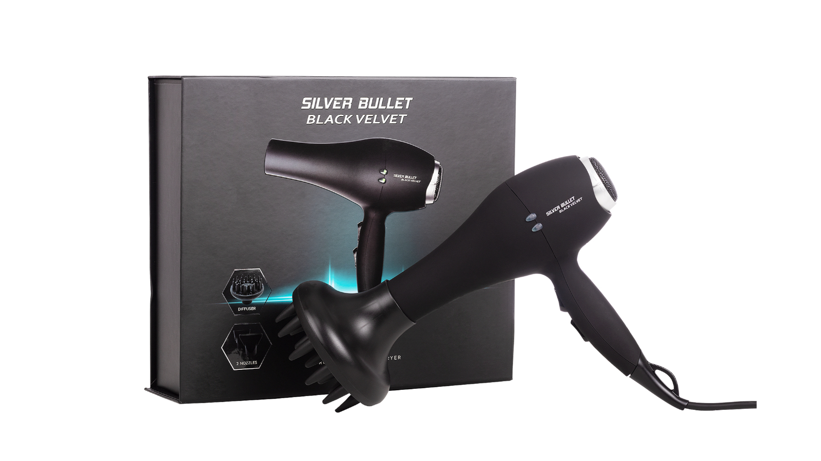 Silver 2000W Bullet Velvet Dryer - Black