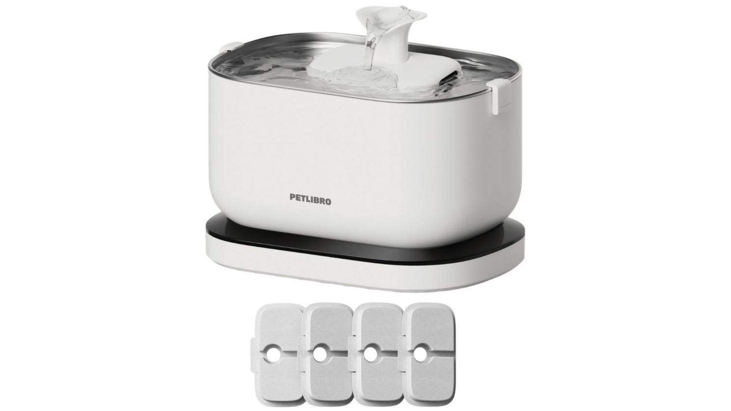 PETLIBRO 2.5L Dockstream 1 Wire-Free Fountain with 4 Replacement Filter - White