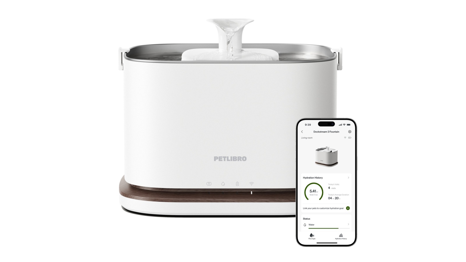 PETLIBRO 3L Dockstream 2 Smart Cordless Fountain - Walnut