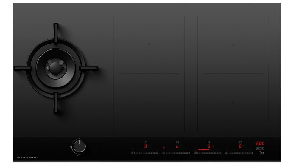 Fisher & Paykel 900mm 1 Natural Gas Burner + 4 Zone Induction Cooktop