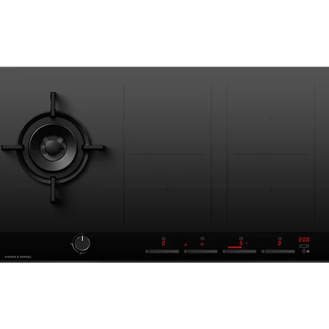 Fisher & Paykel 90cm Series 9 1 Burner + 4 Zone Hybrid Cooktop 2 SmartZones Natural Gas - Black