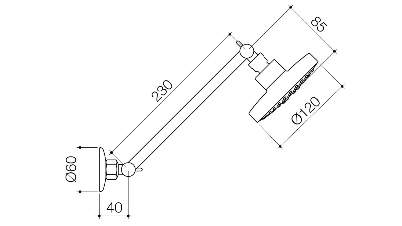 Caroma Adjustable Shower and Arm Black Harvey Norman