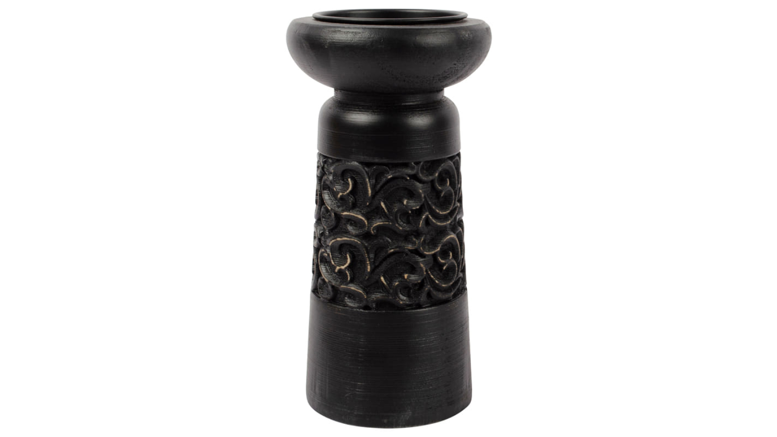 High St Nero Carved Pillar Candle Holder - 12 x 23cm
