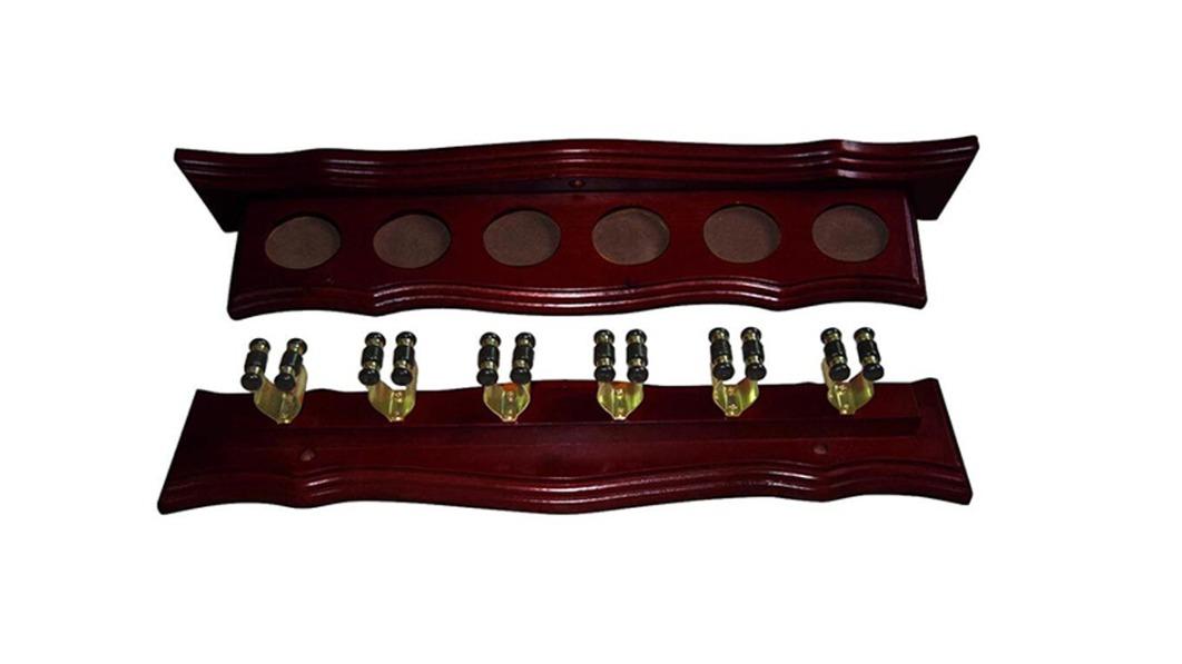 Forumla Sports 6 Clip Pool Billard/Snooker Cue Rack - Mahogany
