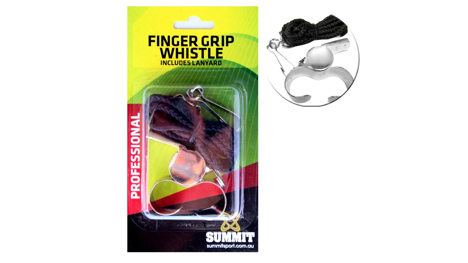 Summit Brass Finger Grip Whistle With Lanyard