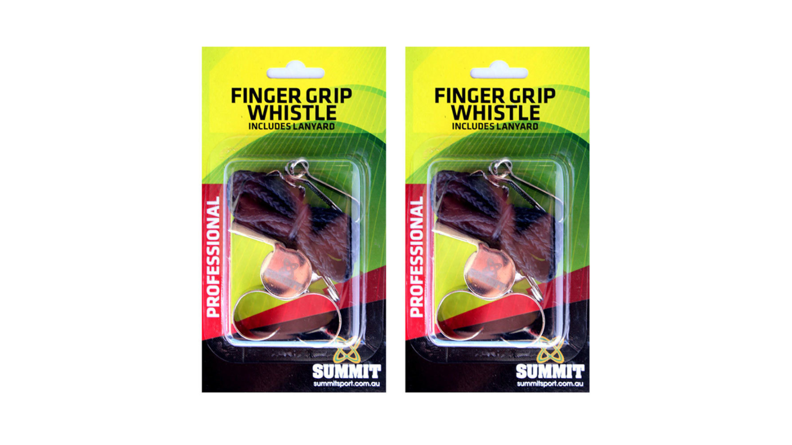 Summit Global Pack of 2 Brass Sports Whistle with Lanyard and Finger Grip