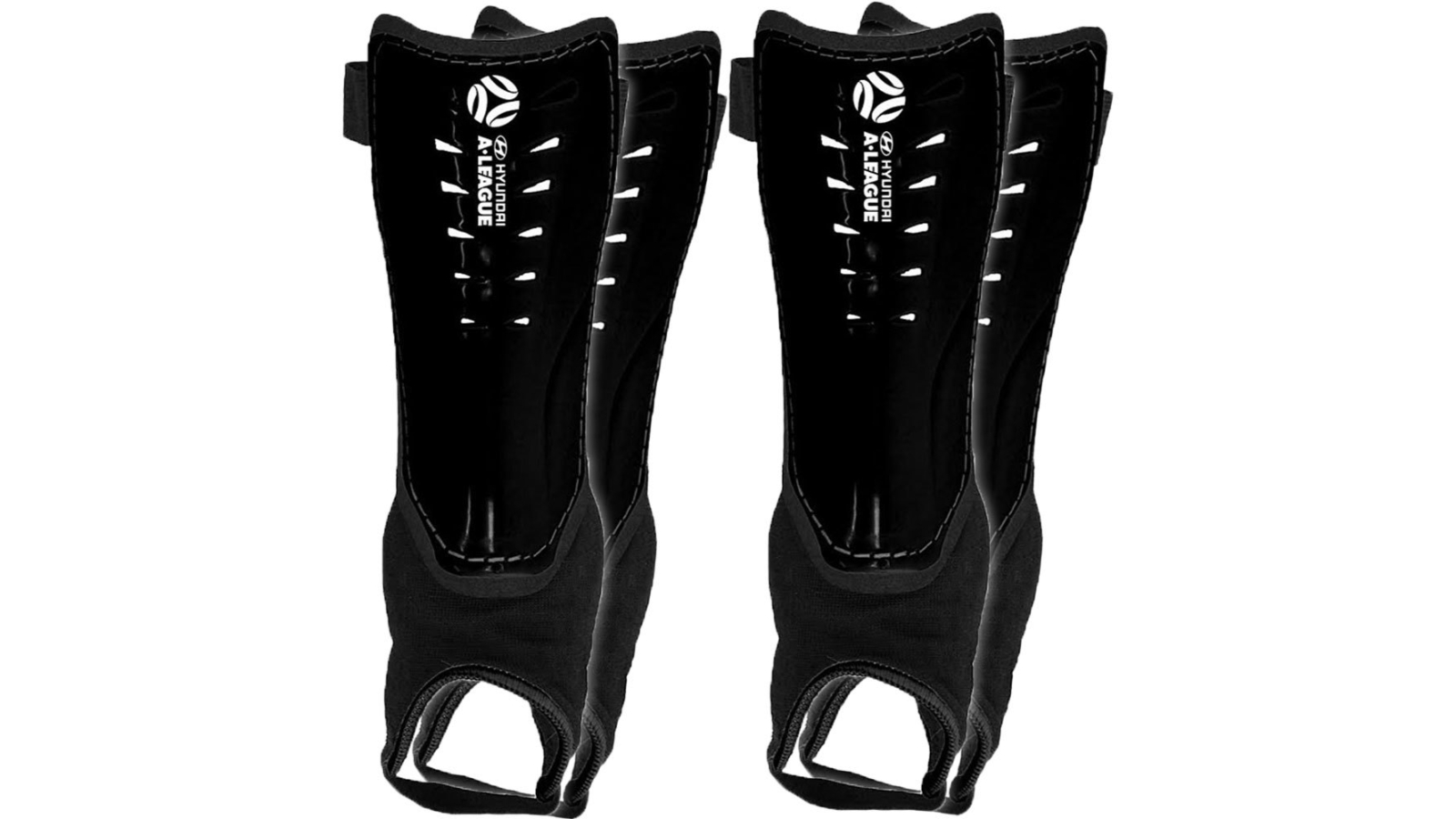Hyundai A-League 2 Piece Black Shin Guard/Pad with Ankle Sock - Small