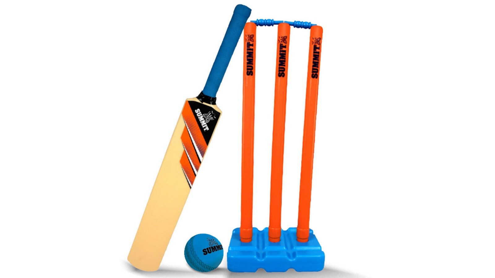 Summit Kid Plastic Cricket Set w/3 Stumps/Base/Bat/Ball - Junior