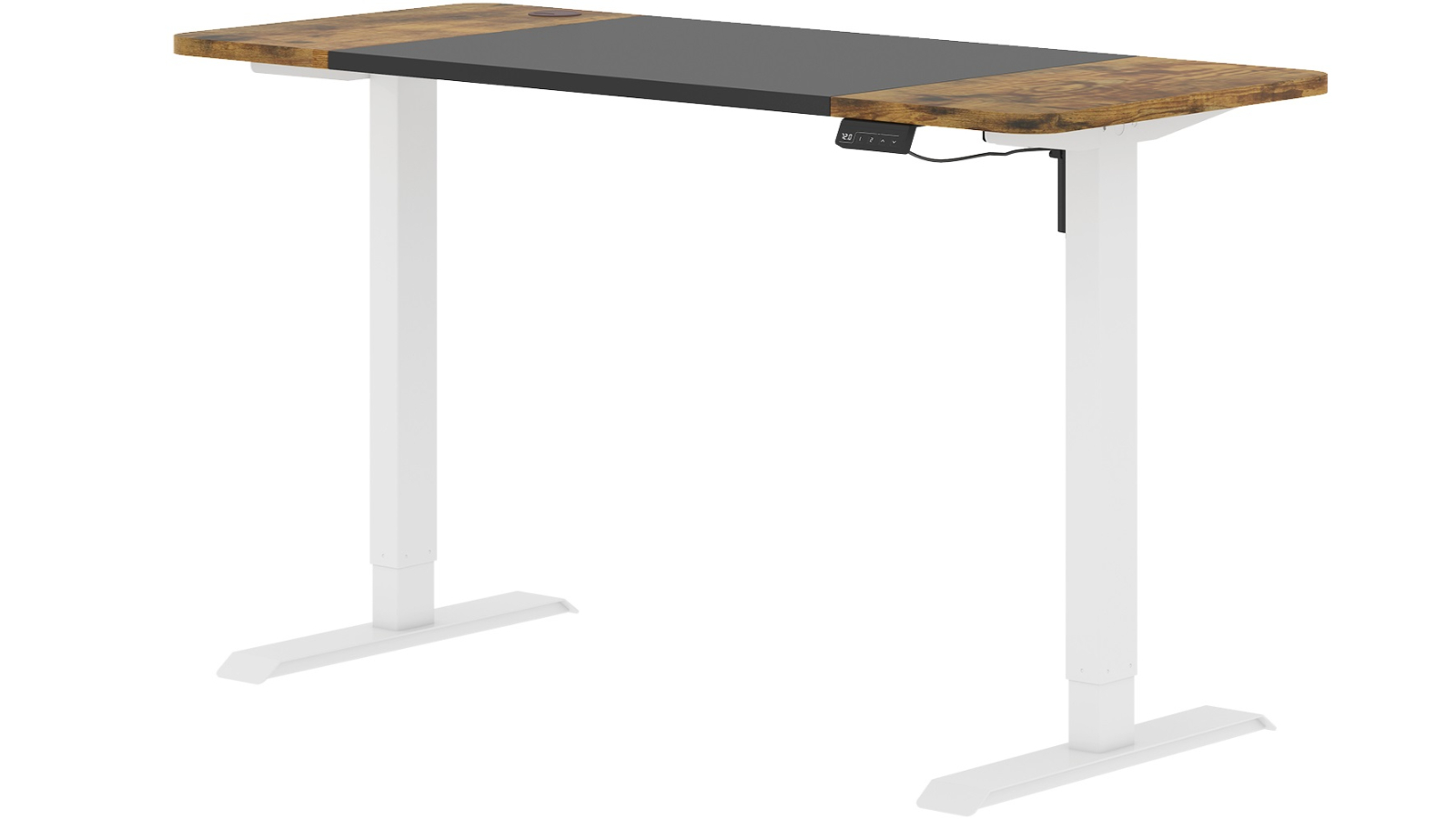 Advwin 120cm Adjustable Electric Standing Desk with Memory Lifting - Black/Rustic Brown/White
