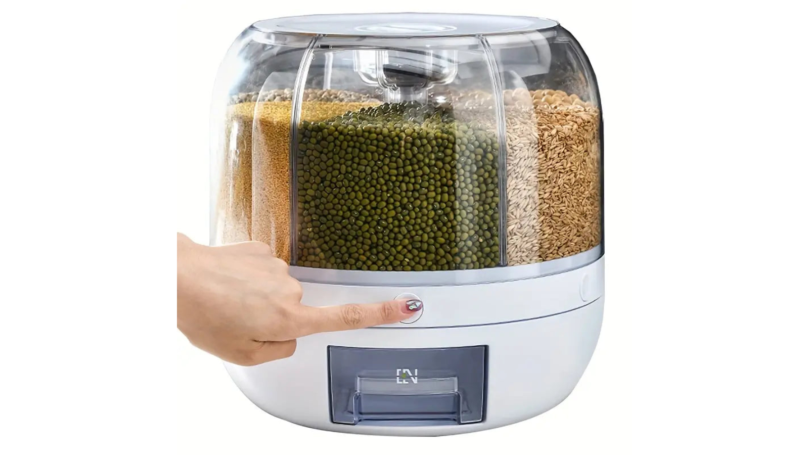 TM 360 Rotating Cereal Dispenser with 6 Grid - White