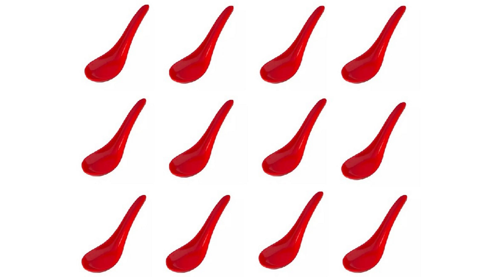 Trenton Set of 12 Chinese Soup Spoons Red Melamine
