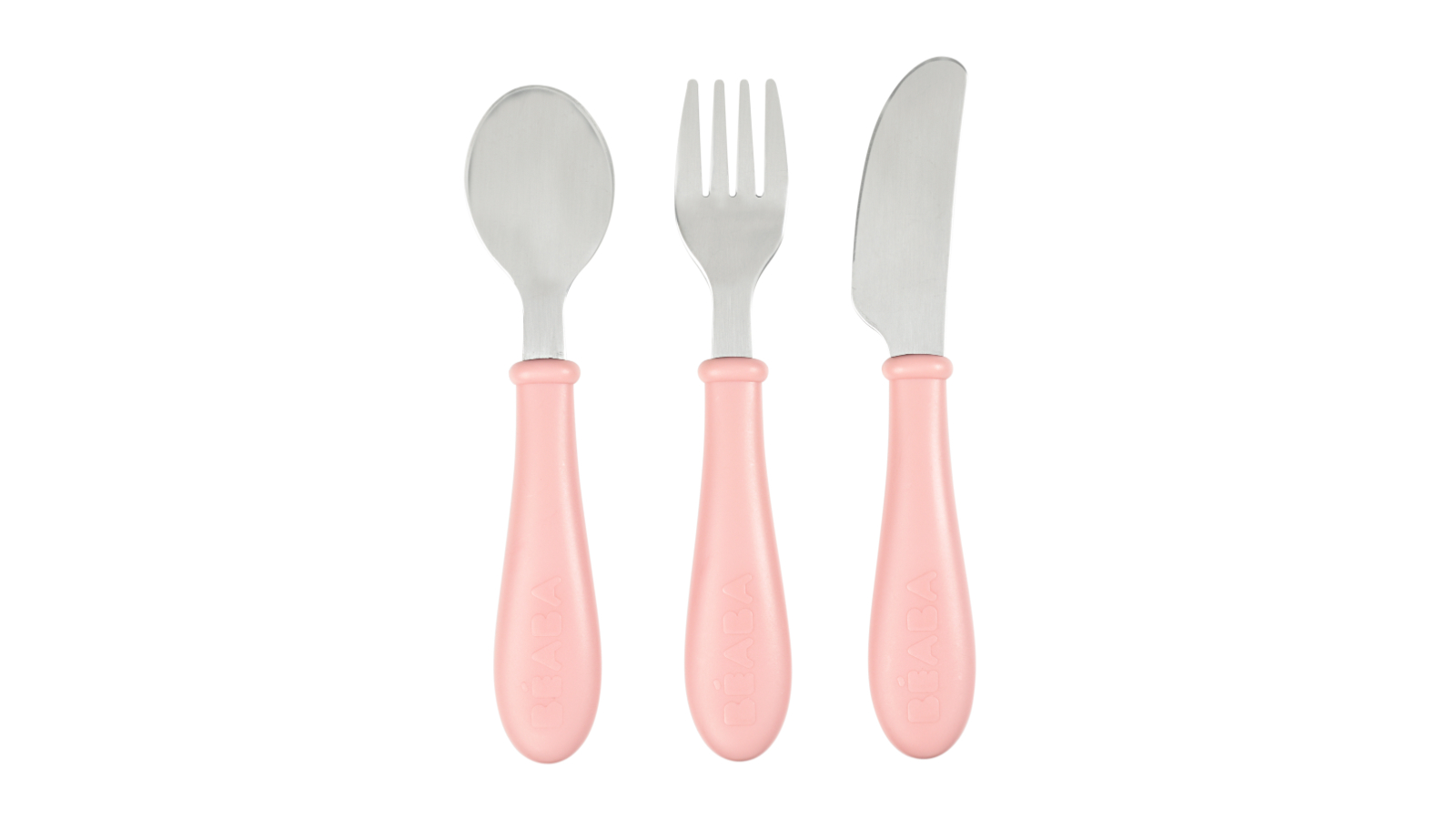 Beaba 3 Piece Stainless Steel Training Cutlery Set - Pink