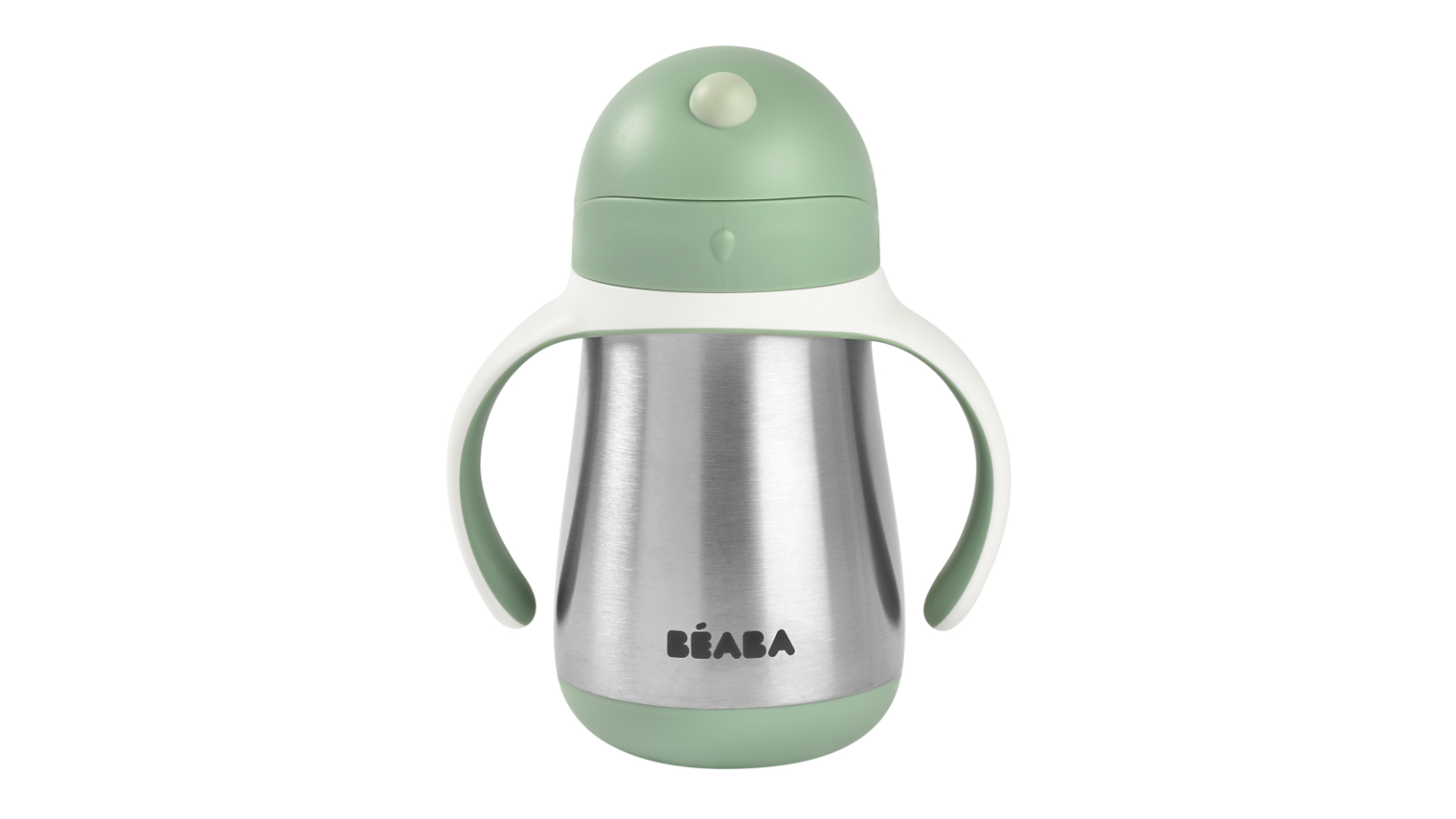 Beaba 250ml Stainless Steel Straw Cup - Sage Green