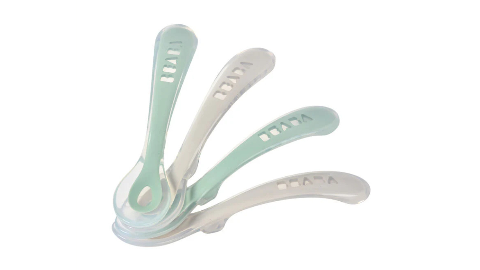 Beaba Pack of 4 Silicone 2nd Stage Soft Spoons - Grey/Green