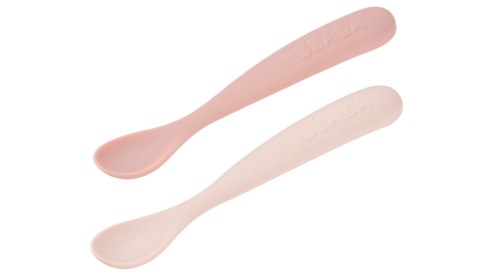 Beaba Pack of 2 Cotton Candy/Sorbet 1st Stage Silicone Spoon and Case