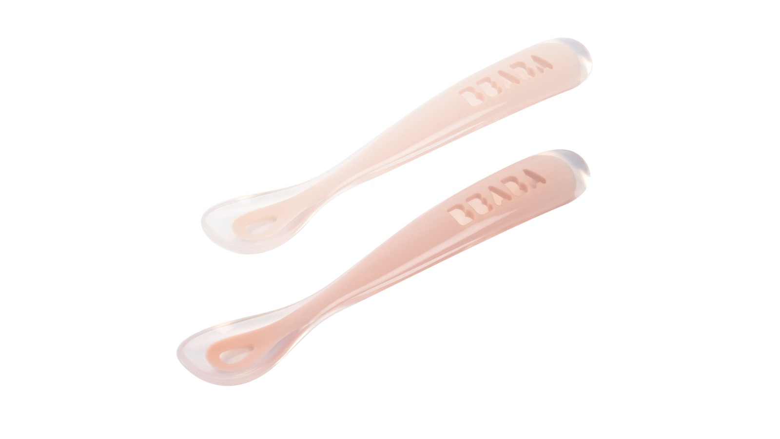 Beaba Pack of 2 1st Stage Silicone Spoons and Case - Cotton Candy/Sorbet