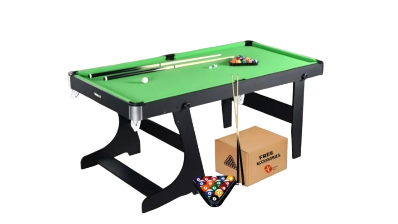 TopOne Sports 6ft Foldable Billiard Table Pool with Free Accessories - Green