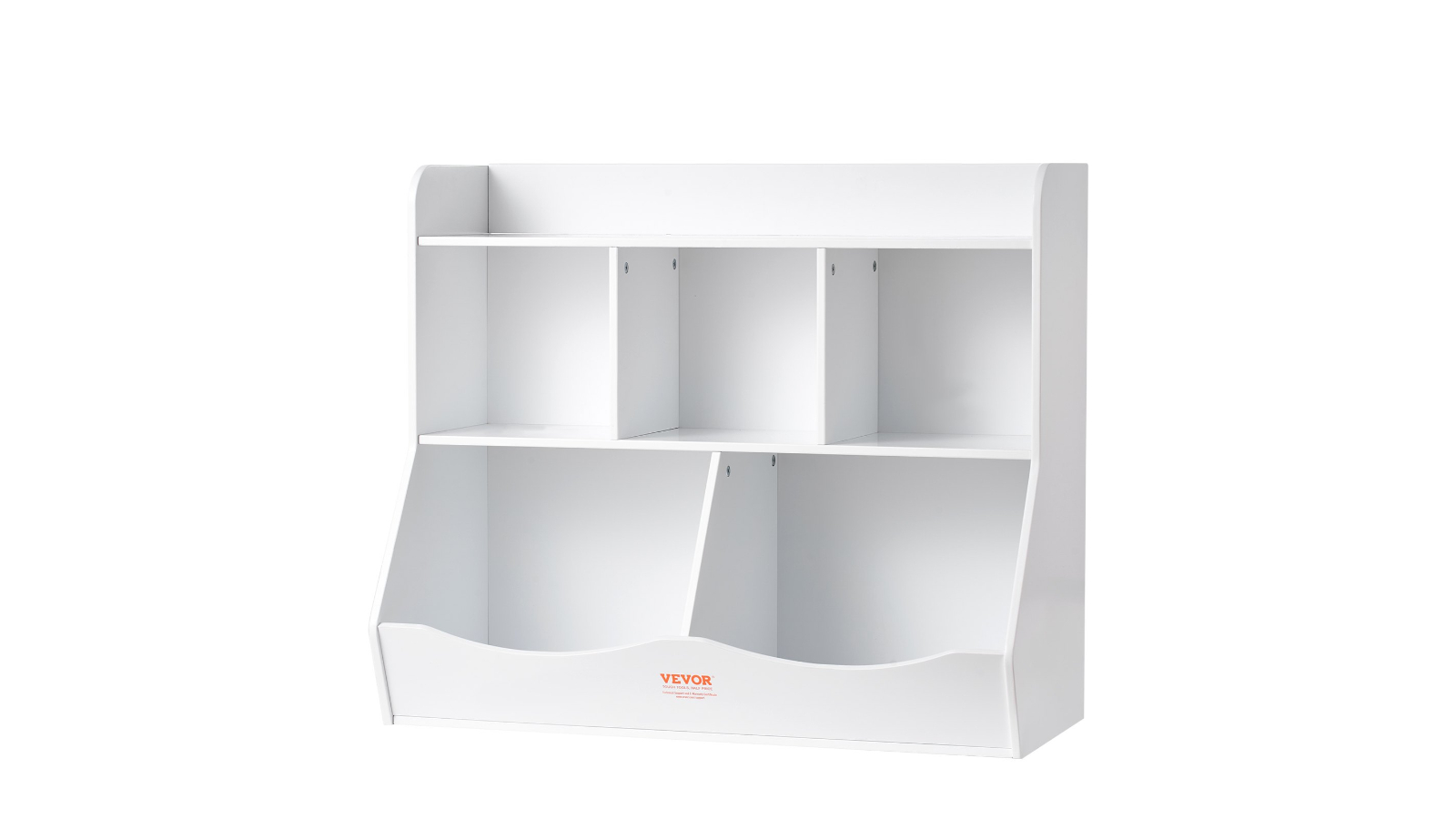Pretty & Practical Wood Kid Cubby Toy Storage Organizer with Bookshelf - White