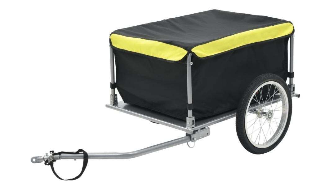 vidaXL Bike Trailer Black and Yellow 65 kg